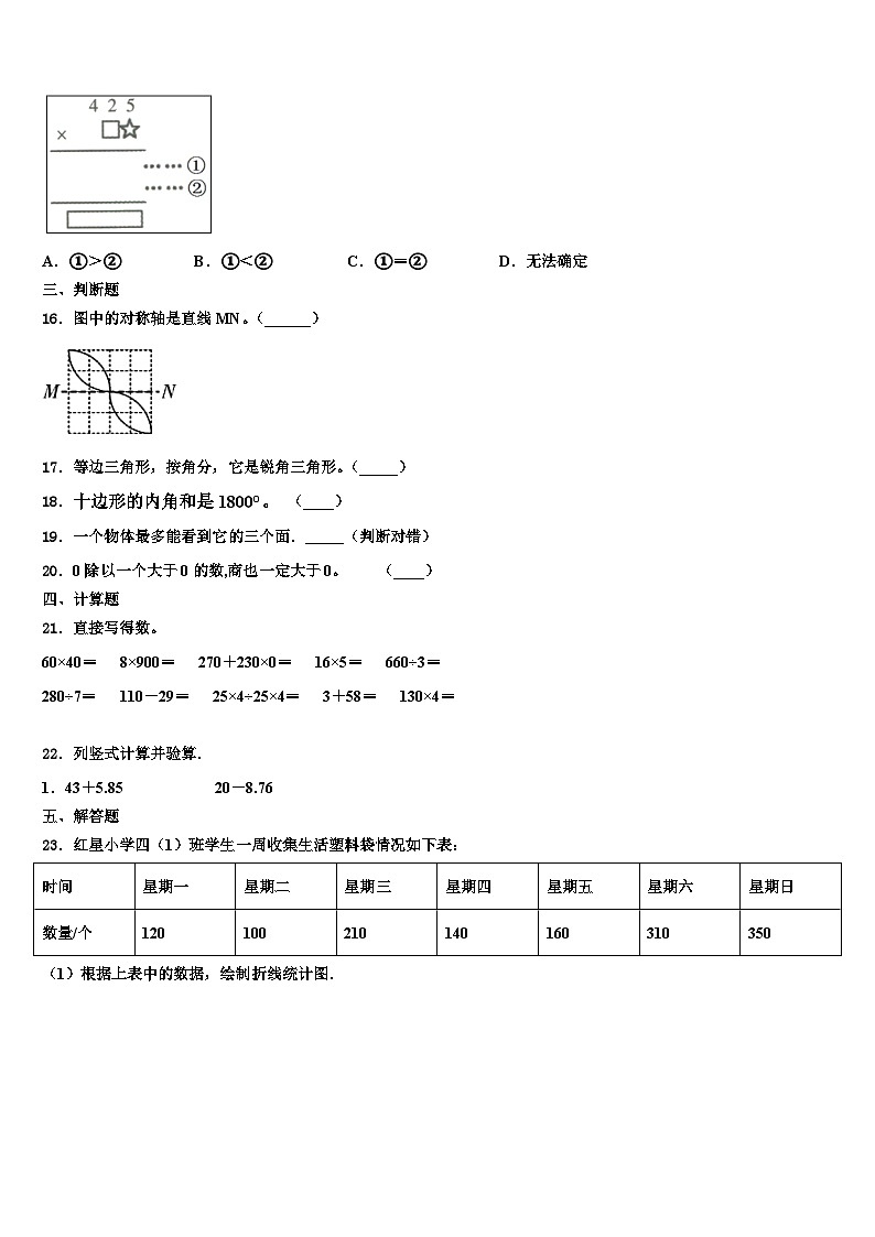 西藏阿里地区措勤县2023年数学四年级第二学期期末统考试题含解析第2页