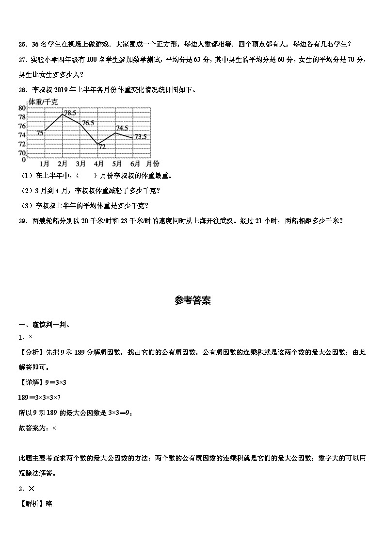 西平县2022-2023学年数学四下期末调研试题含解析03