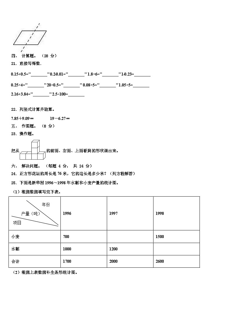 贵州省黔西南州勤智学校2022-2023学年数学四年级第二学期期末学业质量监测模拟试题含解析第3页