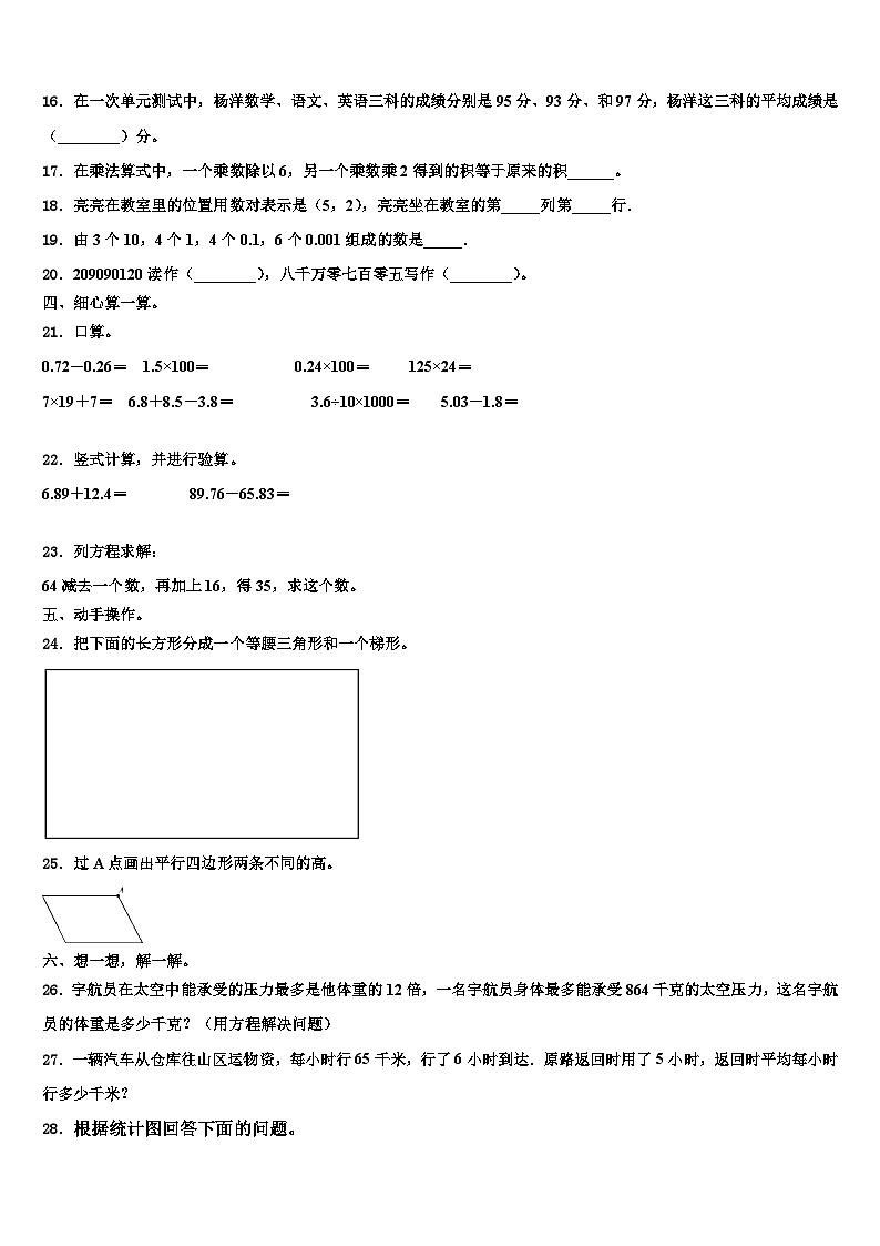 达州市宣汉县2023年数学四下期末统考试题含解析第2页