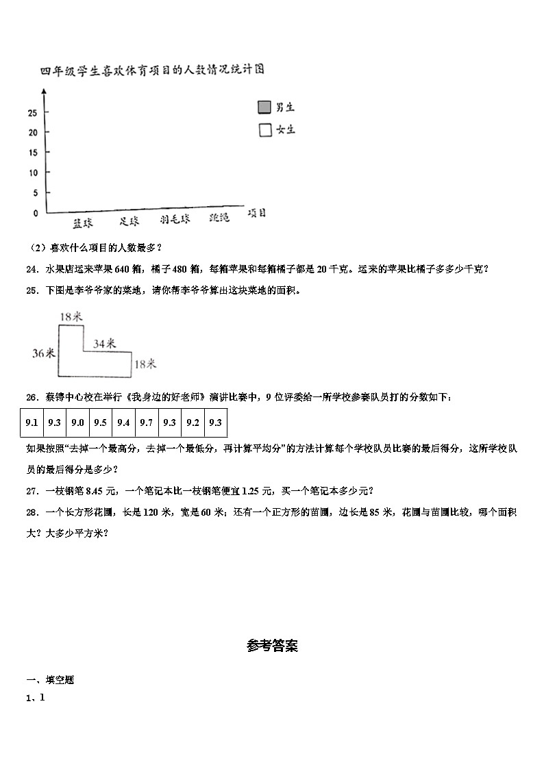 辽阳市弓长岭区2023年数学四年级第二学期期末复习检测试题含解析第3页