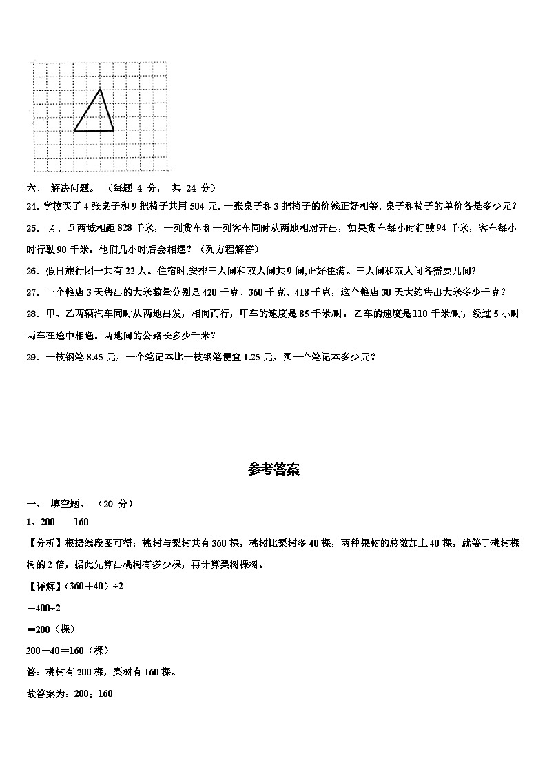 钟祥市2023年数学四年级第二学期期末考试试题含解析第3页