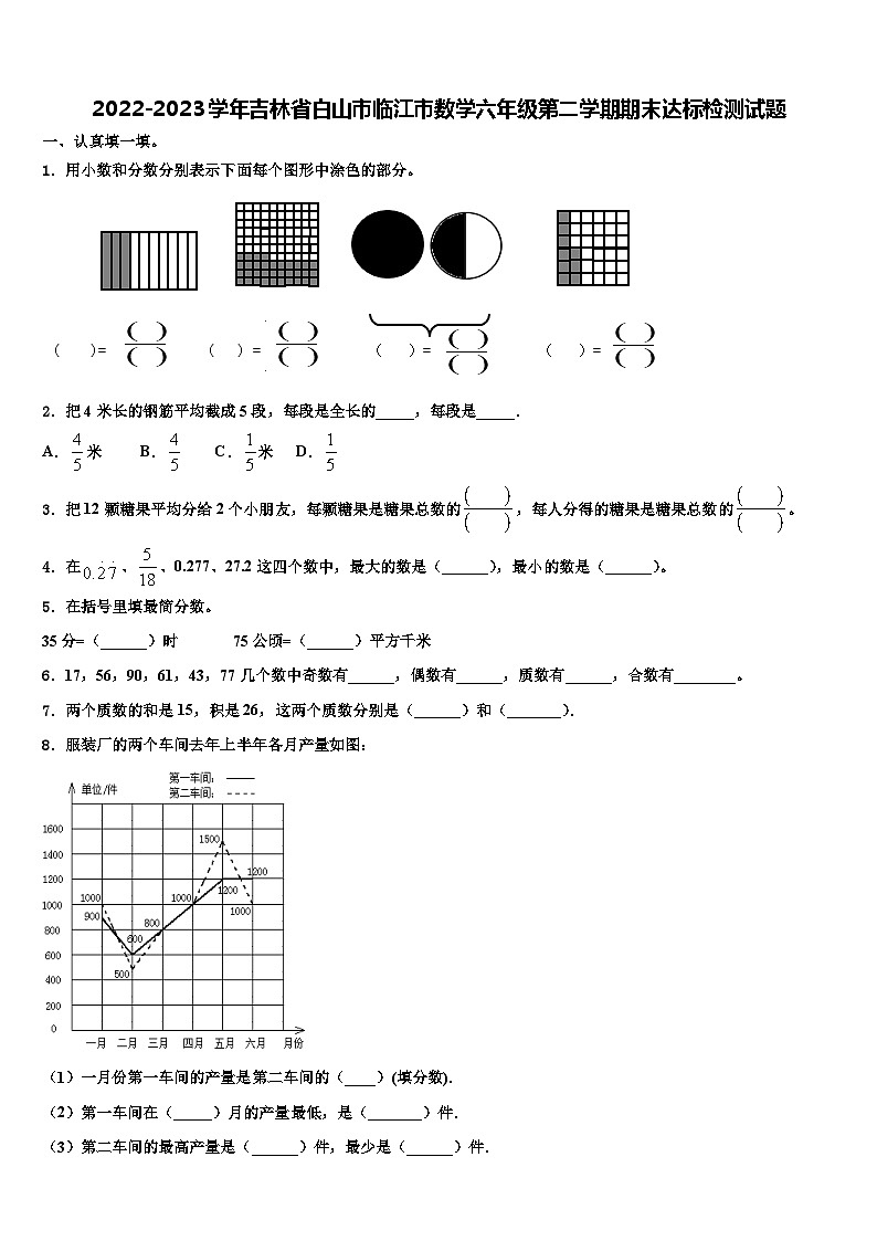2022-2023学年吉林省白山市临江市数学六年级第二学期期末达标检测试题含解析第1页