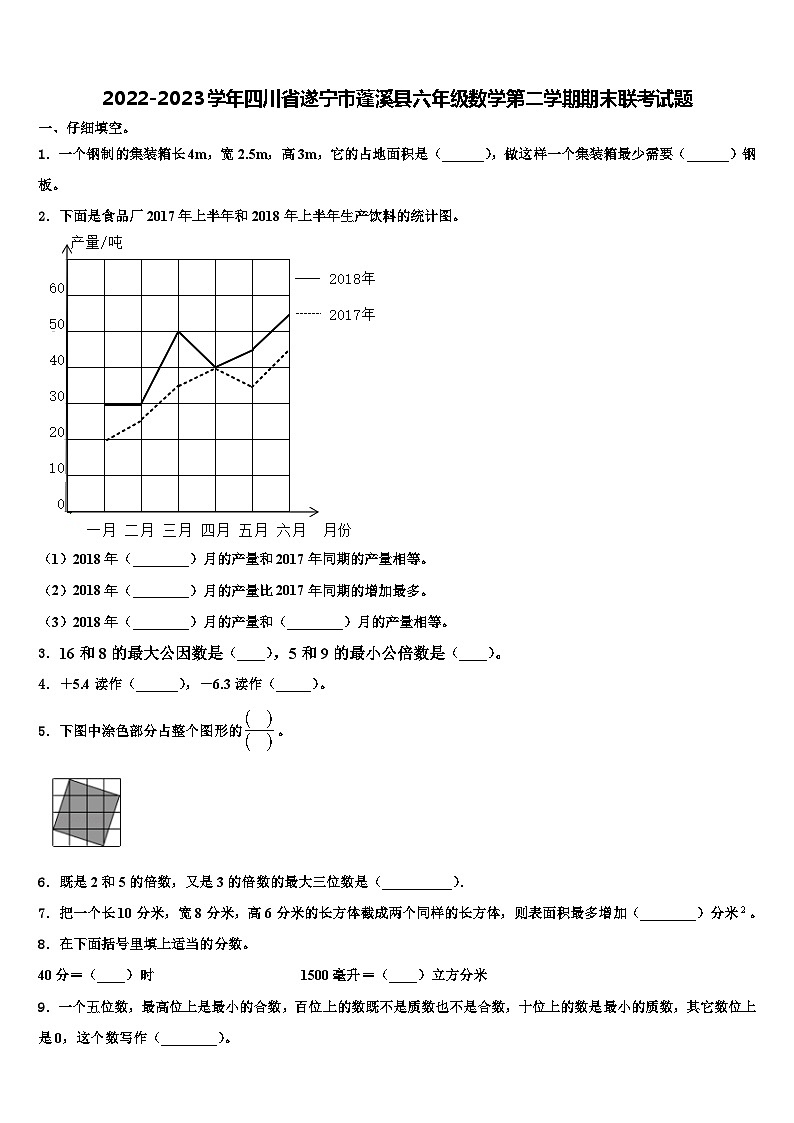 2022-2023学年四川省遂宁市蓬溪县六年级数学第二学期期末联考试题含解析第1页