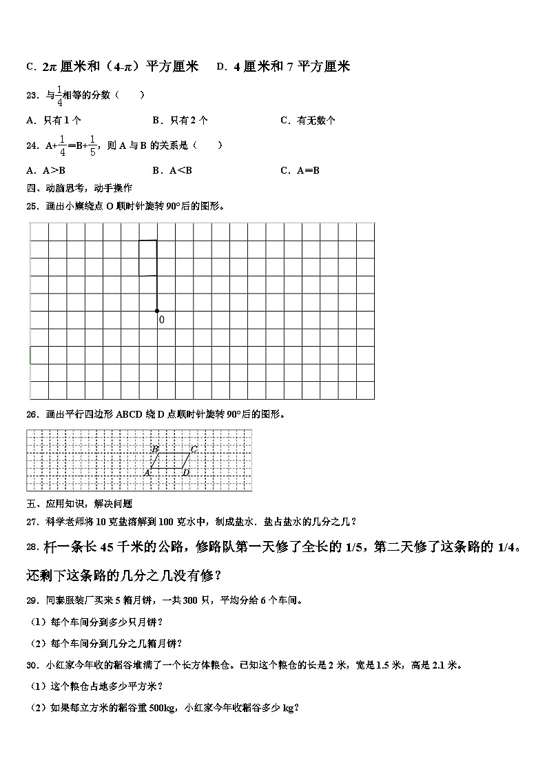 2022-2023学年应城市六年级数学第二学期期末学业质量监测模拟试题含解析第3页