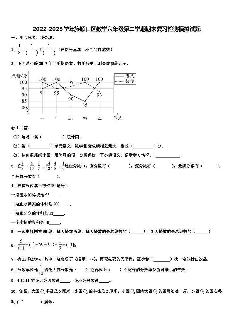 2022-2023学年旅顺口区数学六年级第二学期期末复习检测模拟试题含解析第1页