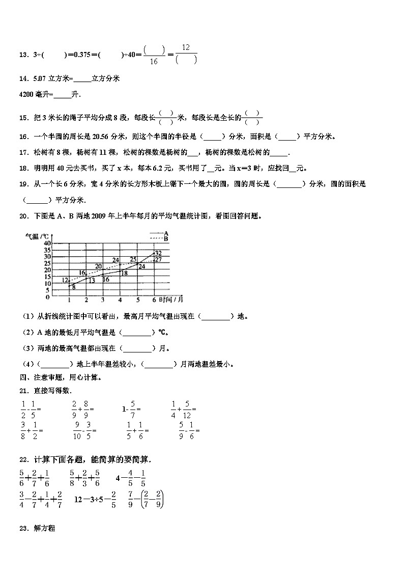 2022-2023学年新疆塔城市数学六下期末检测试题含解析第2页