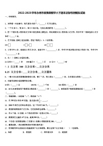 2022-2023学年永州市双牌县数学六下期末达标检测模拟试题含解析