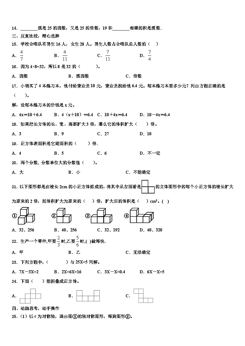 2022-2023学年西藏拉萨市林周县六年级数学第二学期期末综合测试模拟试题含解析第2页