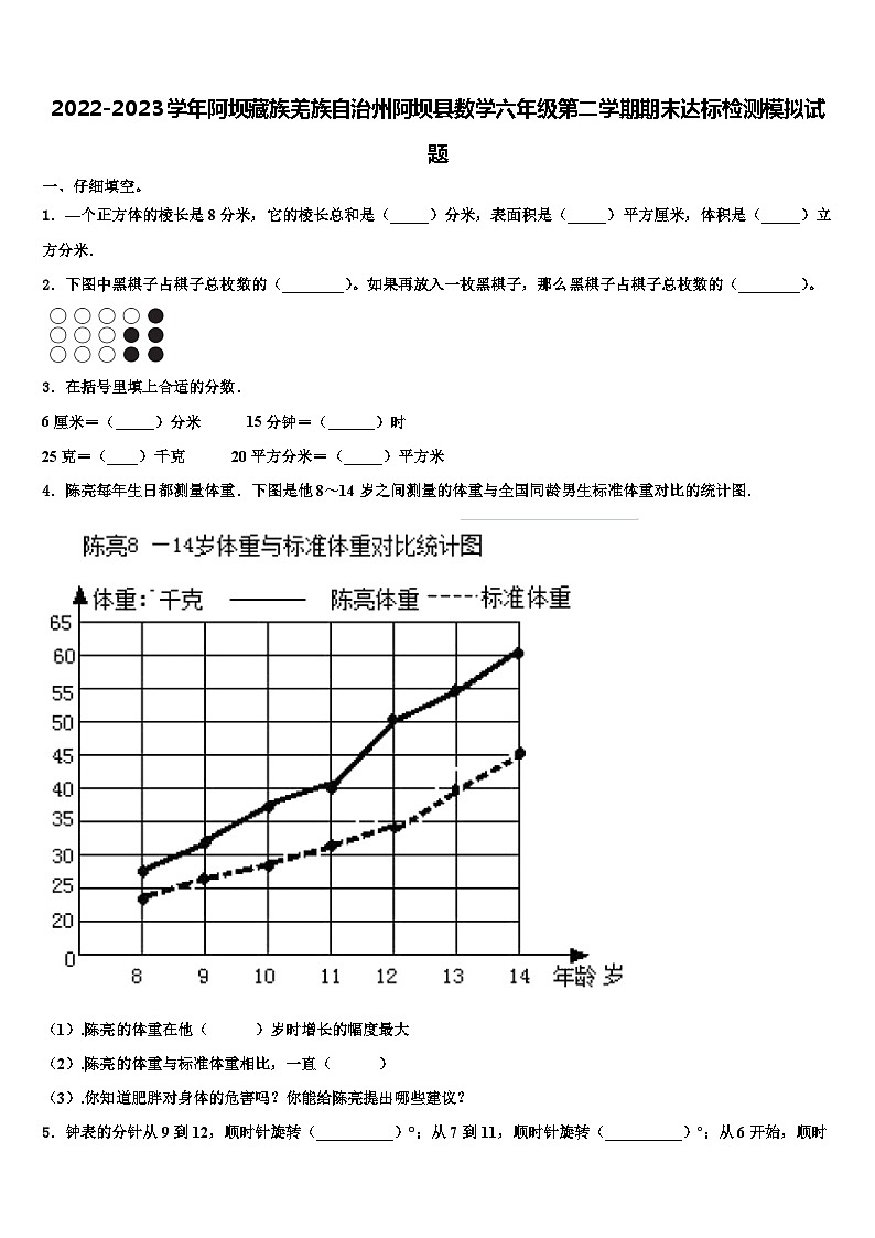 2022-2023学年阿坝藏族羌族自治州阿坝县数学六年级第二学期期末达标检测模拟试题含解析01