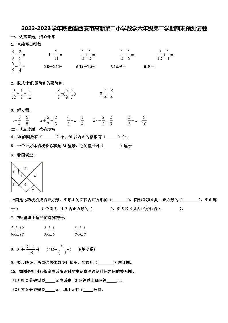 2022-2023学年陕西省西安市高新第二小学数学六年级第二学期期末预测试题含解析01