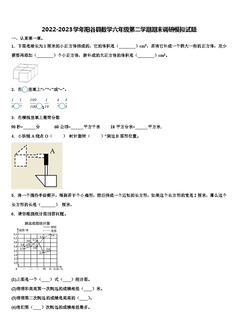 2022-2023学年阳谷县数学六年级第二学期期末调研模拟试题含解析01