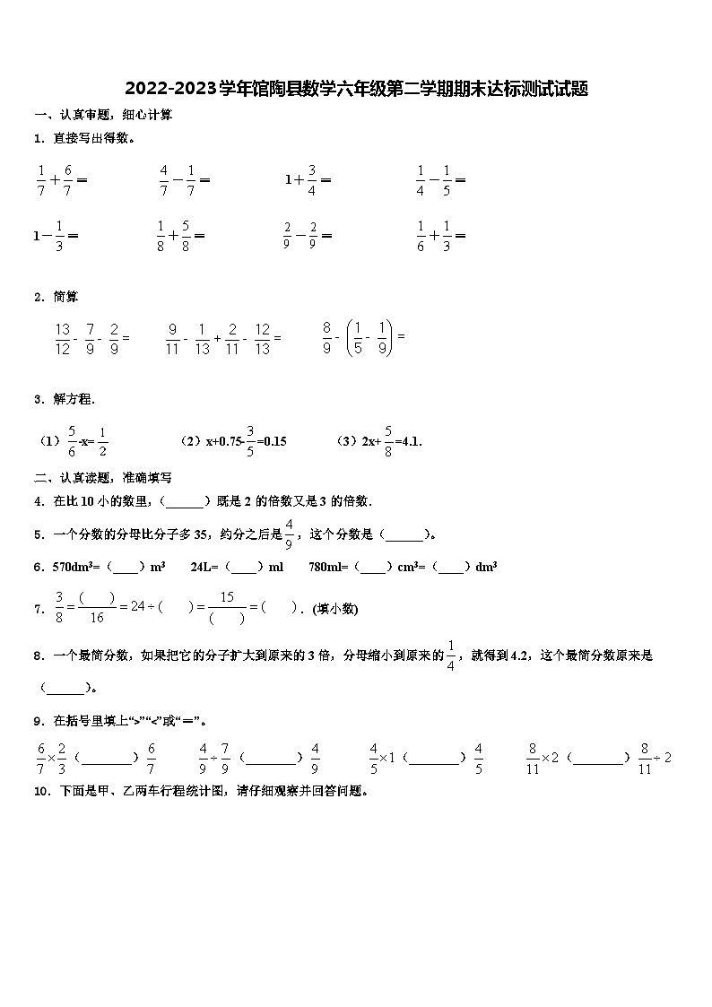 2022-2023学年馆陶县数学六年级第二学期期末达标测试试题含解析01