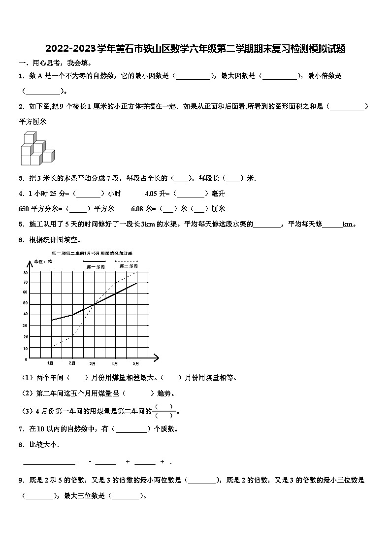 2022-2023学年黄石市铁山区数学六年级第二学期期末复习检测模拟试题含解析第1页