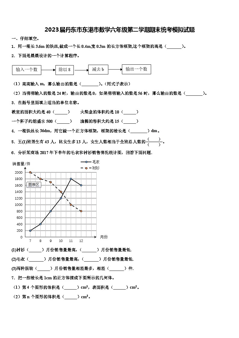 2023届丹东市东港市数学六年级第二学期期末统考模拟试题含解析01