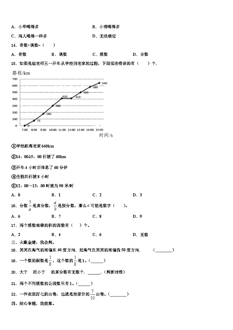2023届凉山彝族自治州德昌县数学六年级第二学期期末教学质量检测试题含解析02