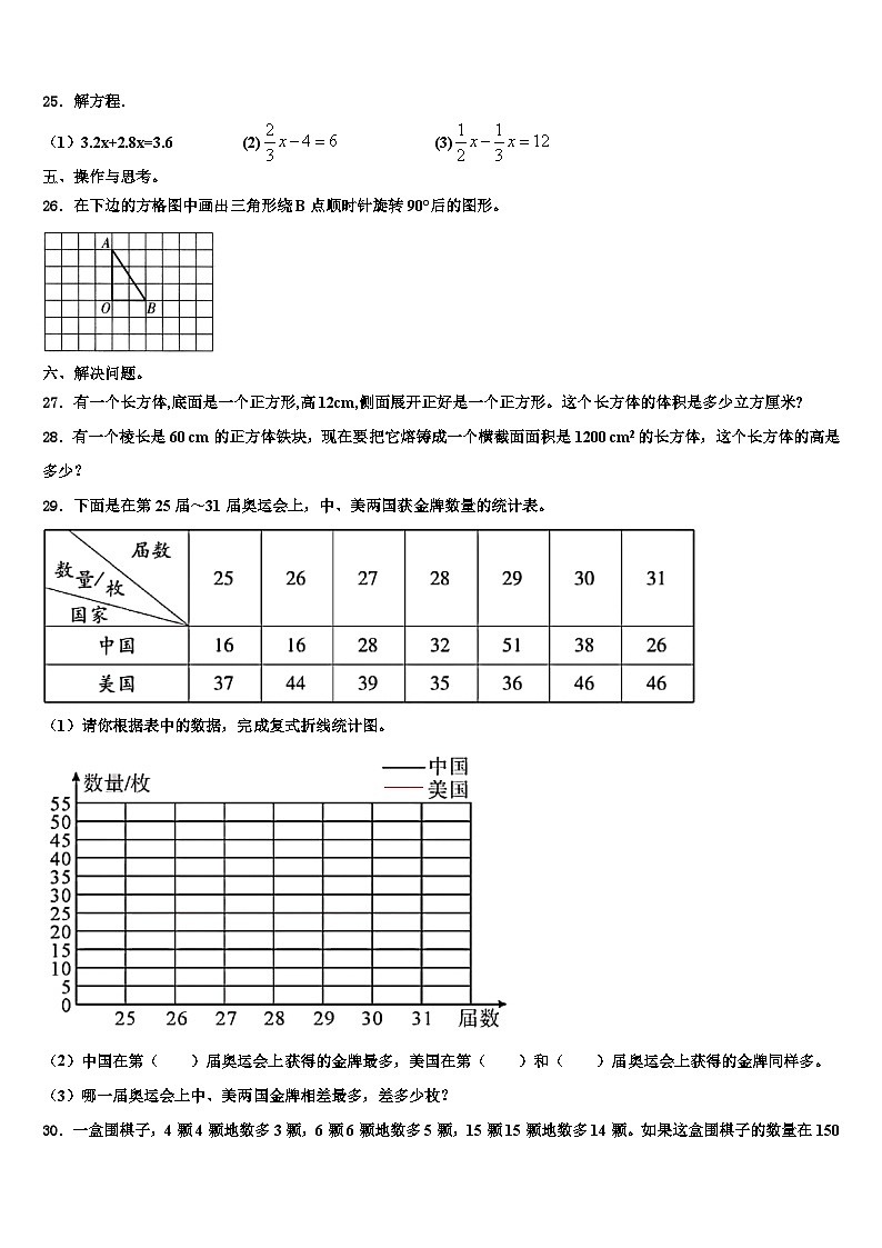 2023届勉县六年级数学第二学期期末学业质量监测试题含解析03