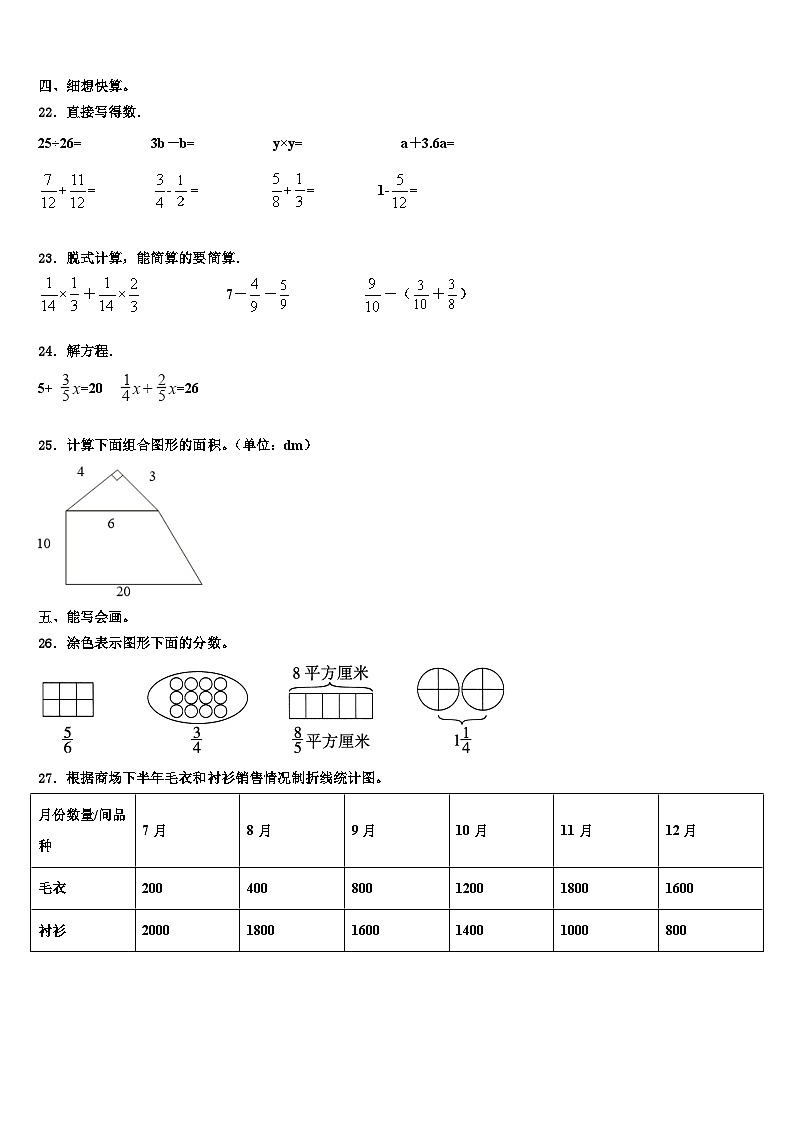 2023届内蒙古阿荣旗第五区域联合体六年级数学第二学期期末达标测试试题含解析第3页