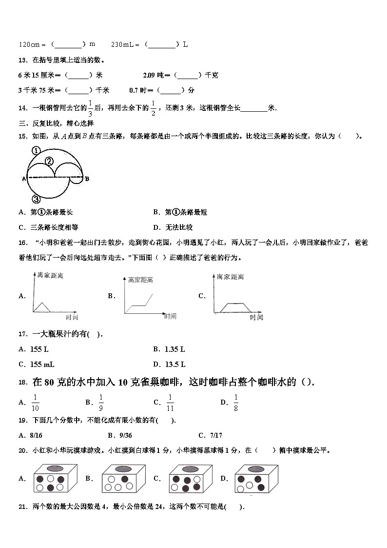 2022-2023学年怀化市芷江侗族自治县数学六年级第二学期期末学业水平测试模拟试题含解析第2页