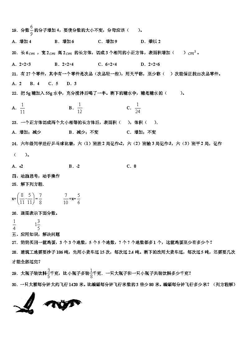 2022-2023学年新野县六年级数学第二学期期末学业水平测试试题含解析03