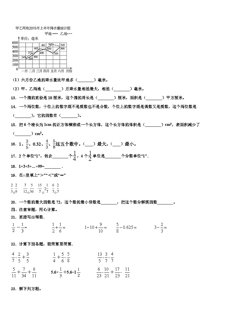 2022-2023学年福建省厦门市思明区六年级数学第二学期期末学业水平测试试题含解析02