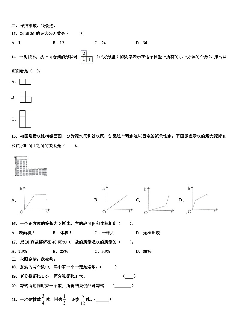 2022-2023学年莒县数学六年级第二学期期末学业水平测试试题含解析第2页