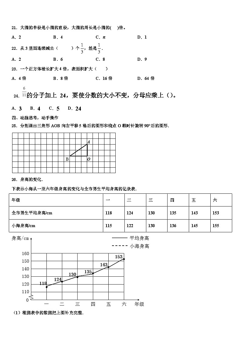 2023届山东省济南市中区图片版六年级数学第二学期期末综合测试试题含解析第3页