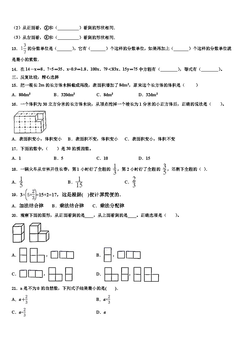 2023届山东省泰安市泰山区数学六下期末考试模拟试题含解析02