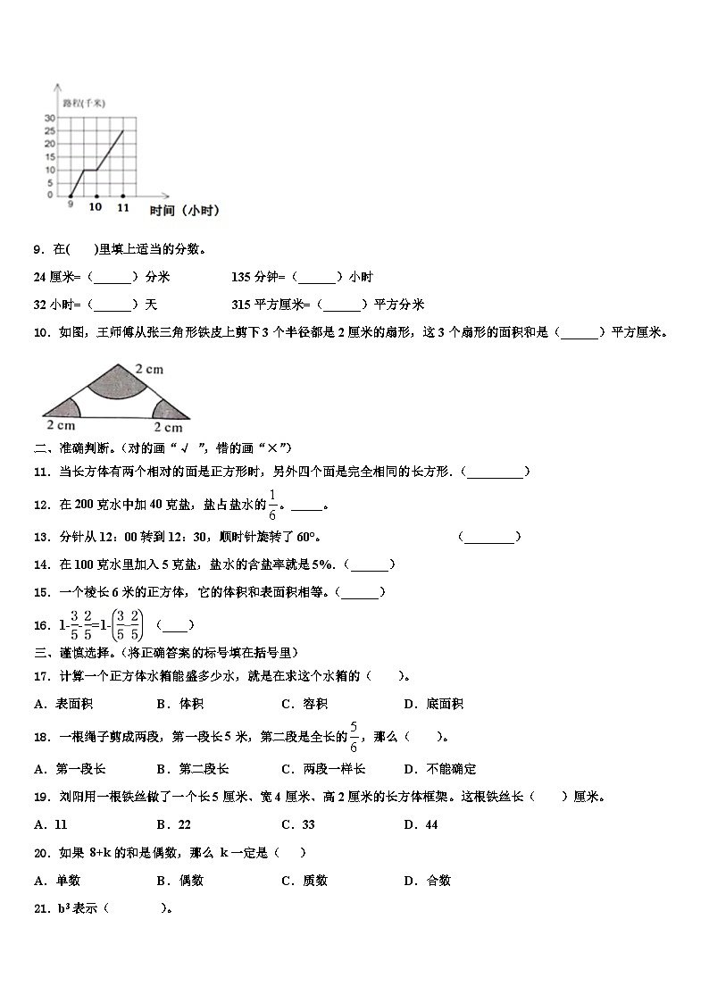 2023届宣城市绩溪县六年级数学第二学期期末教学质量检测试题含解析02