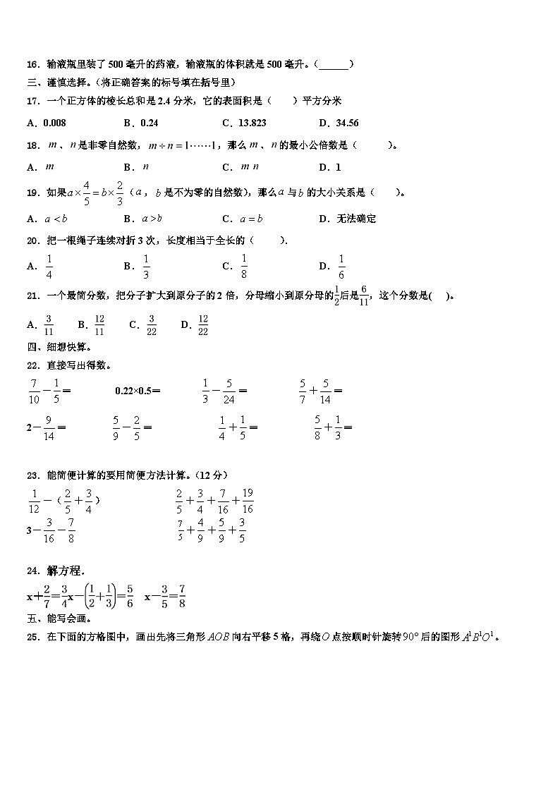 2023届山南地区乃东县数学六年级第二学期期末检测模拟试题含解析第2页