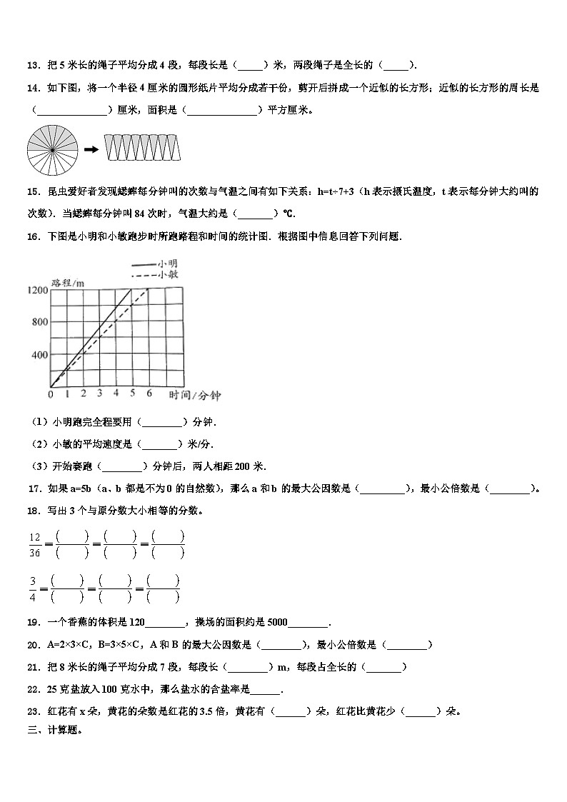 2023届广东省韶关市新丰县数学六年级第二学期期末联考模拟试题含解析02