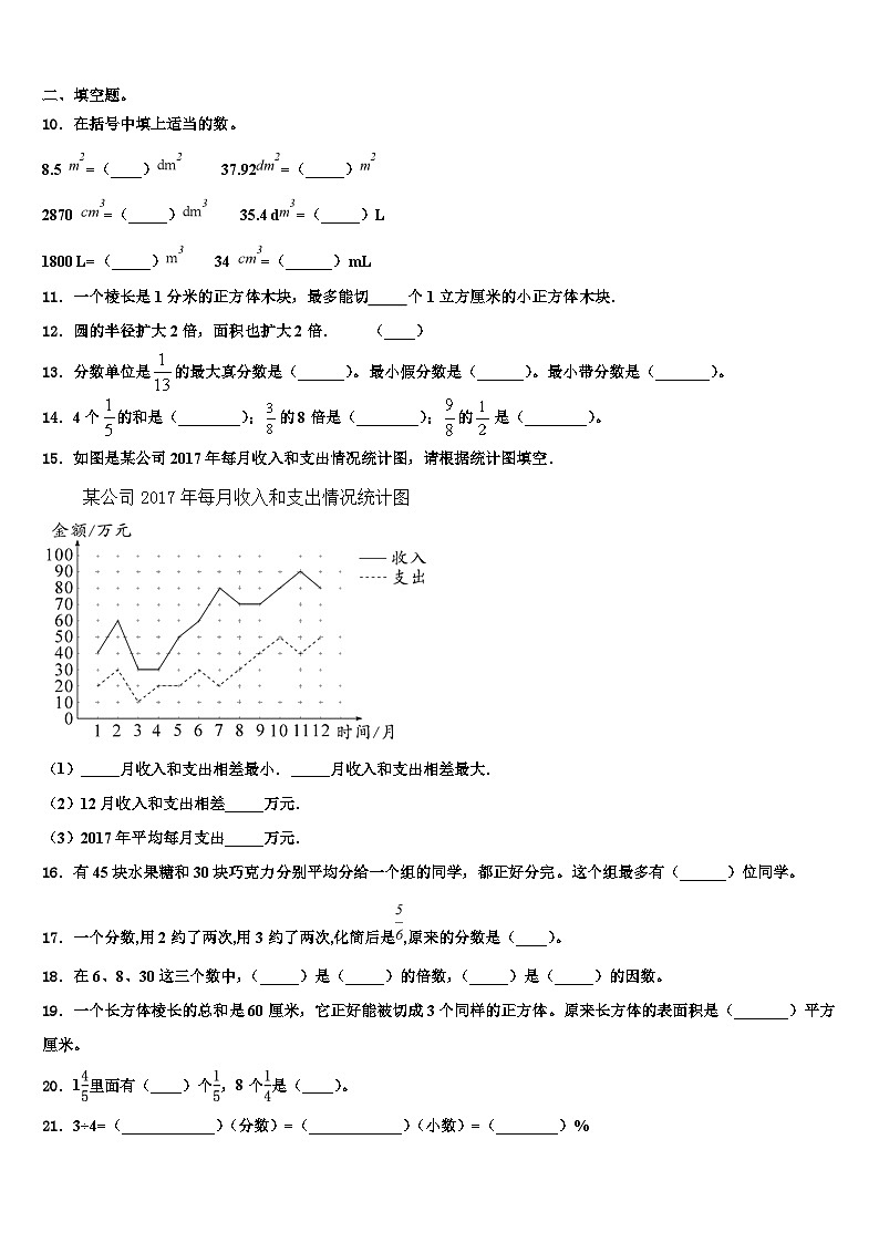 2023届广西桂林市数学六下期末达标检测模拟试题含解析02