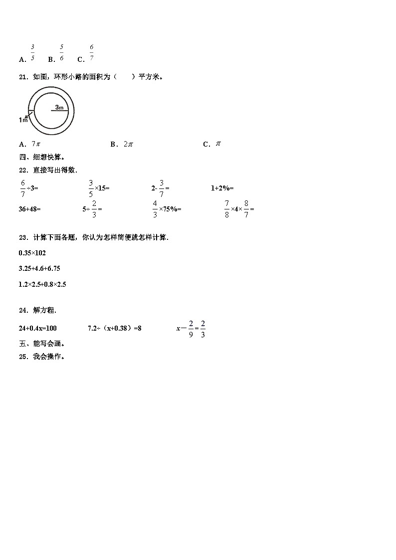 2023届广西河池市环江县数学六年级第二学期期末检测模拟试题含解析第2页