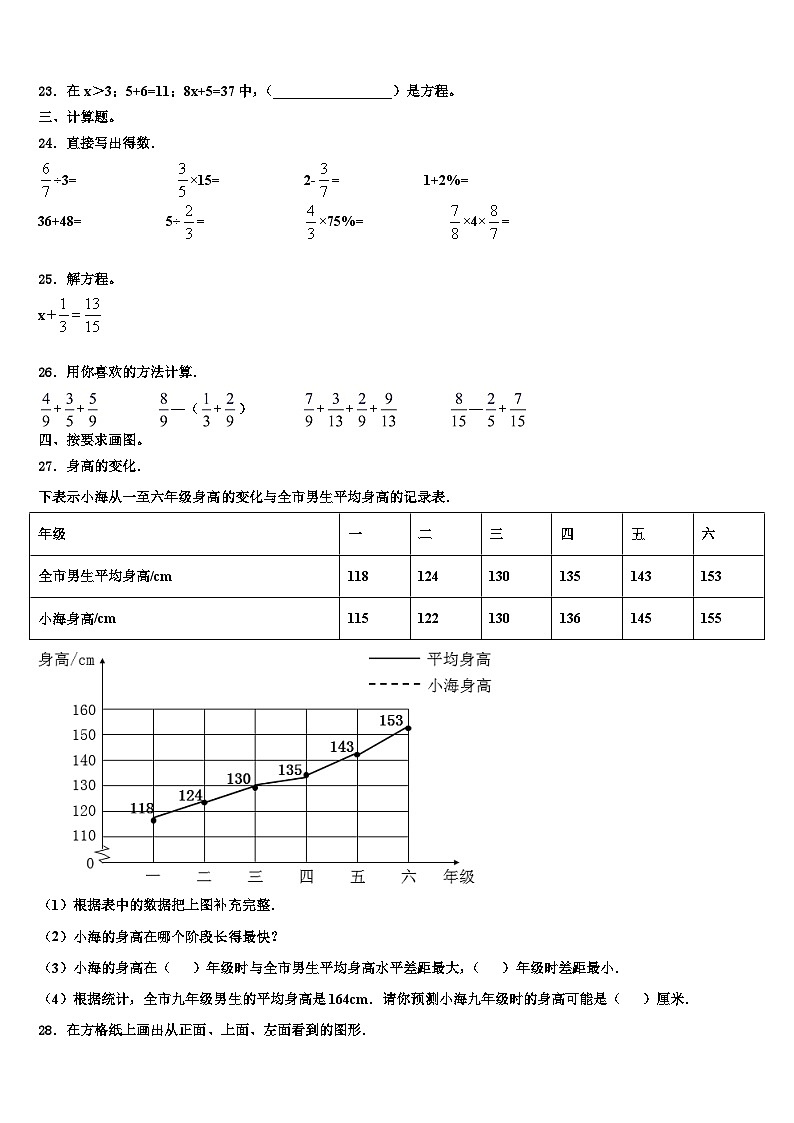 2023届江西省赣州市全南县数学六年级第二学期期末质量检测试题含解析第3页