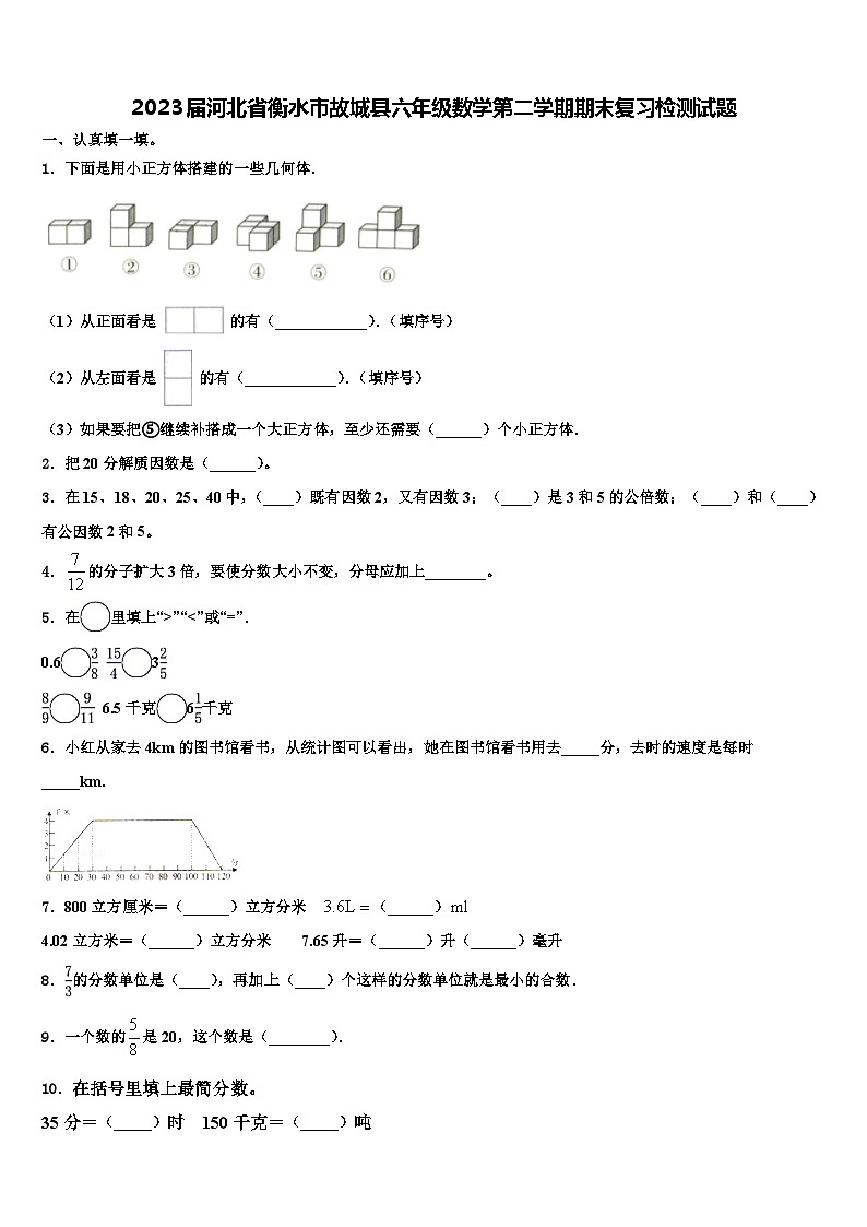 2023届河北省衡水市故城县六年级数学第二学期期末复习检测试题含解析第1页