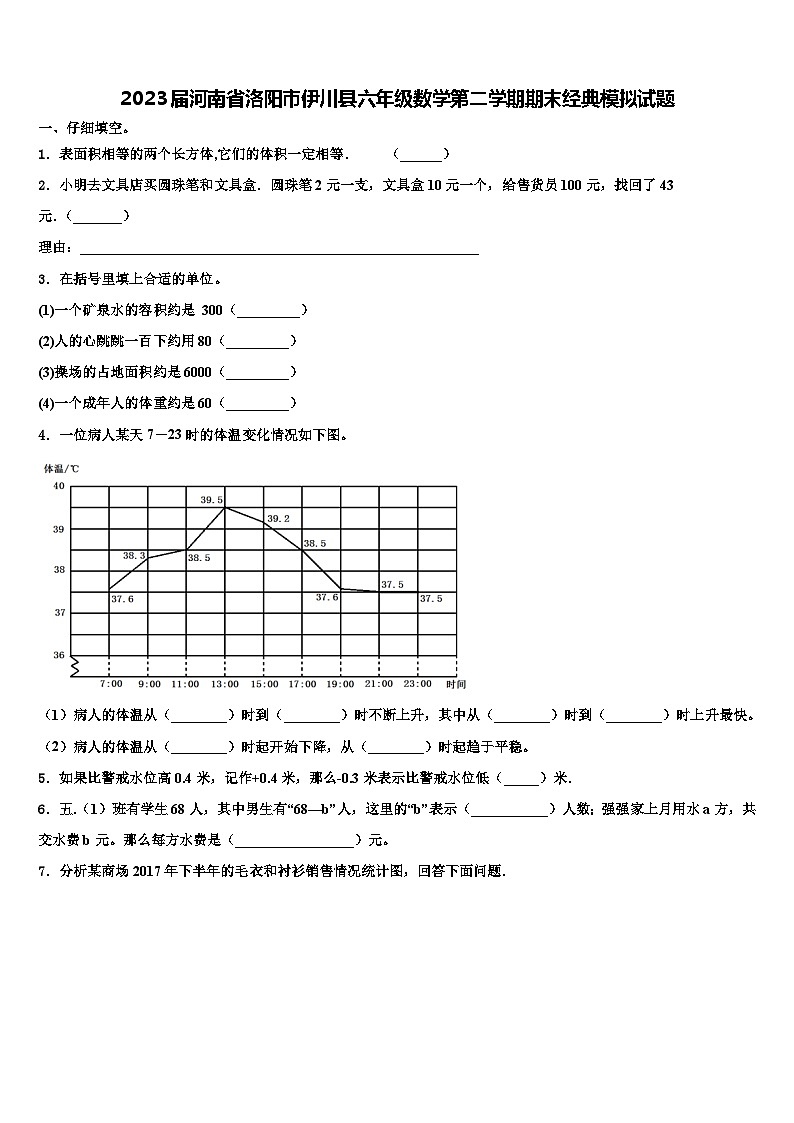 2023届河南省洛阳市伊川县六年级数学第二学期期末经典模拟试题含解析01