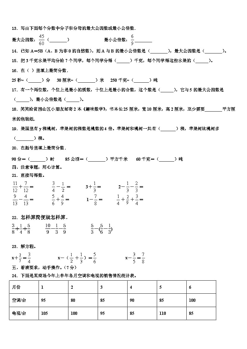 2023届河南省获嘉县清华园学校数学六年级第二学期期末考试模拟试题含解析第2页