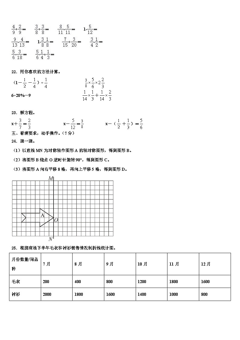 2023届海北藏族自治州六年级数学第二学期期末复习检测试题含解析第3页