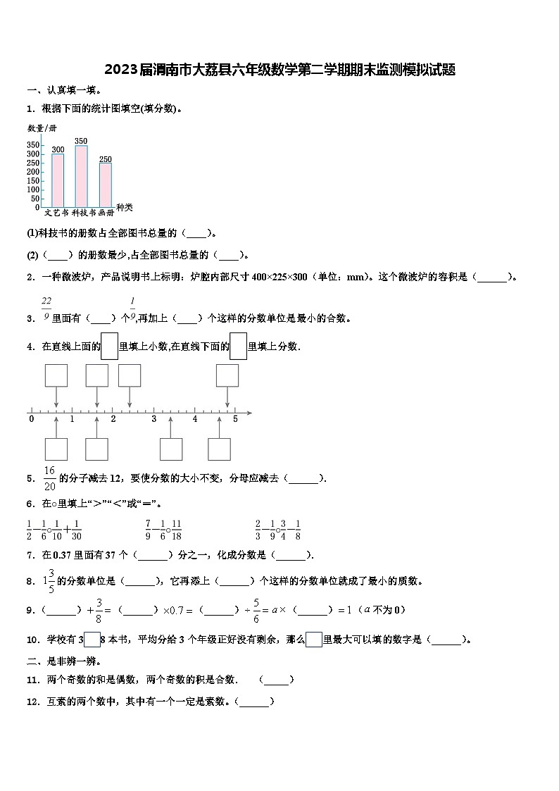 2023届渭南市大荔县六年级数学第二学期期末监测模拟试题含解析第1页