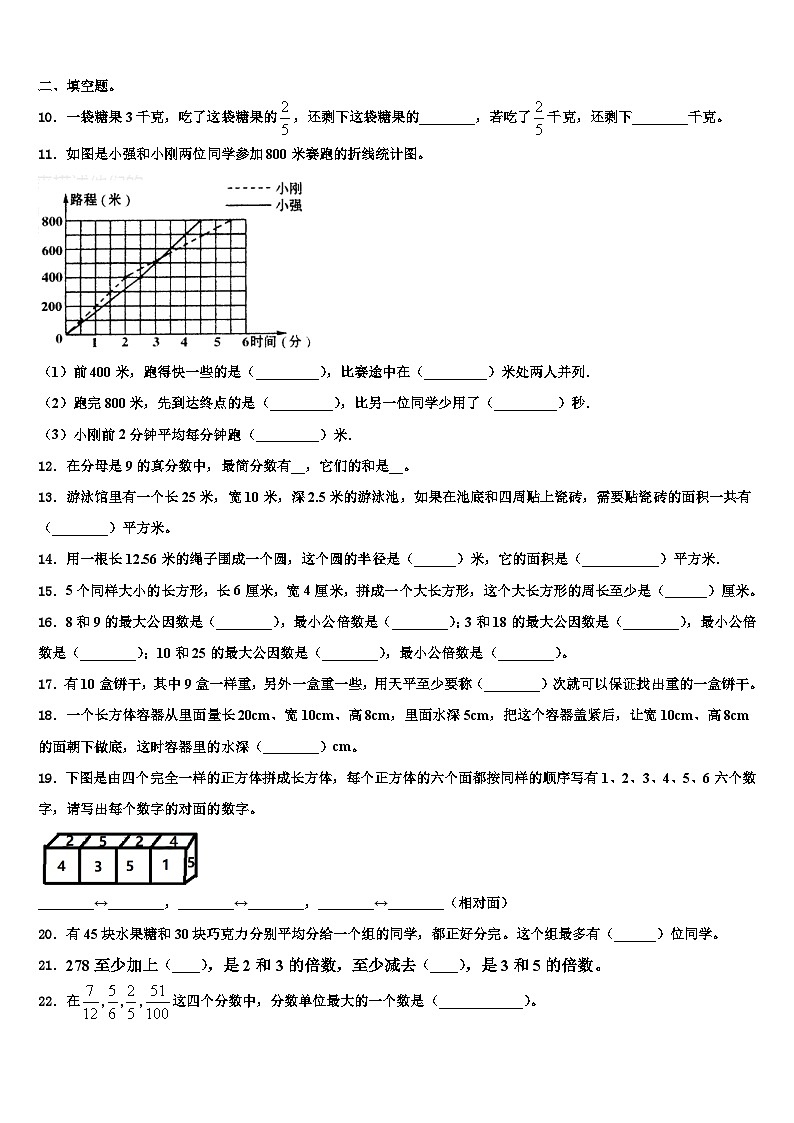 2023届湖南省岳阳市君山区六年级数学第二学期期末质量跟踪监视试题含解析第2页