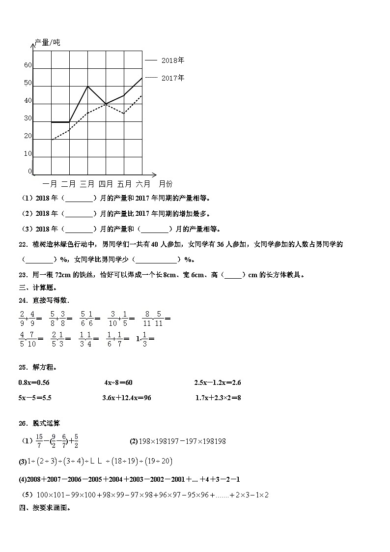2023届琼结县数学六下期末质量检测模拟试题含解析03