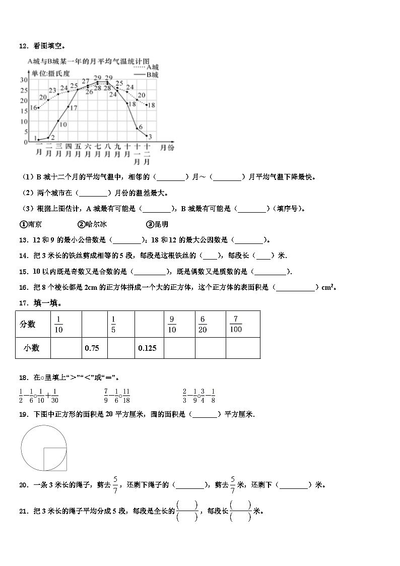 2023届甘肃省庆阳市庆城县数学六下期末学业水平测试试题含解析02