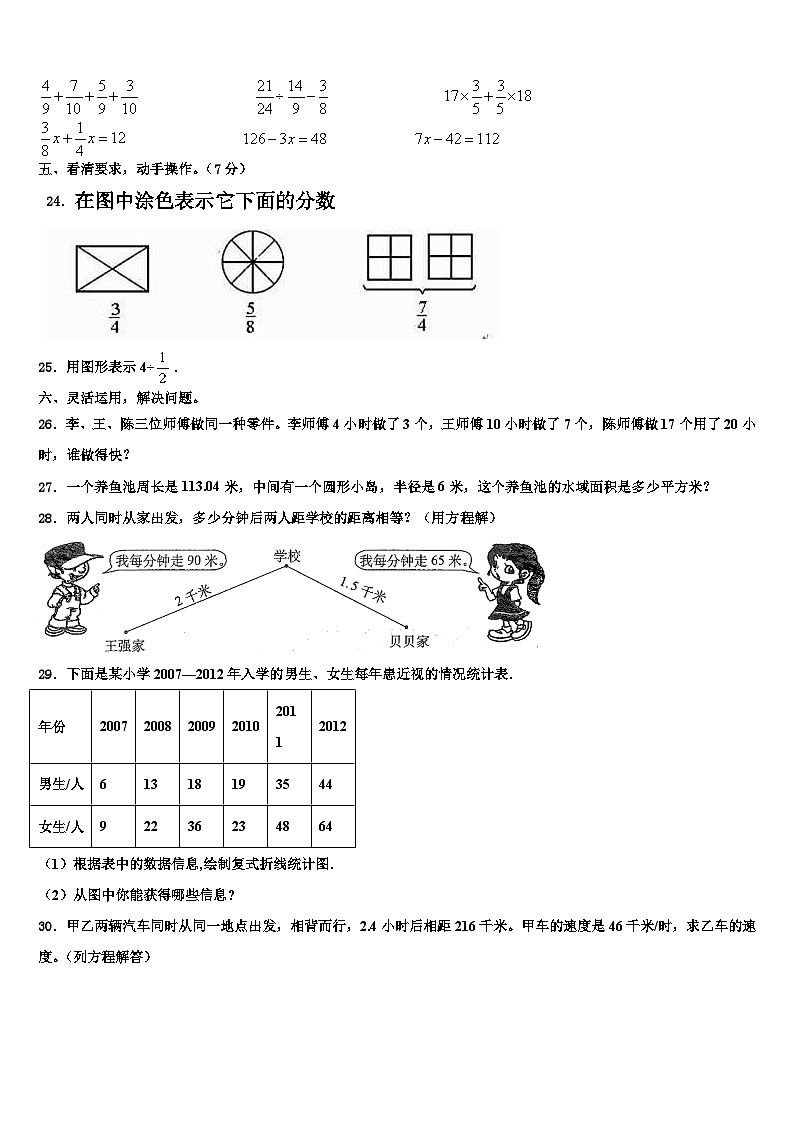 2023届陕西省铜川市铜川新区六年级数学第二学期期末学业水平测试试题含解析03