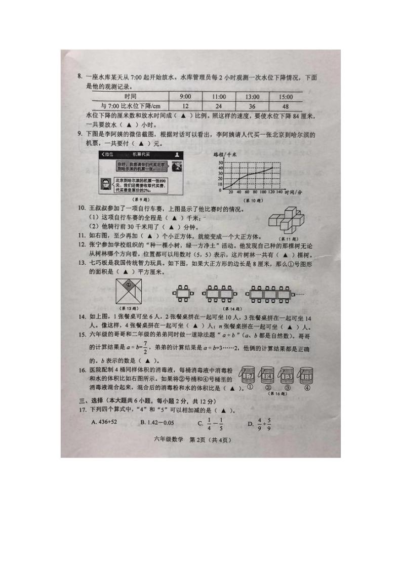 2023年江苏省徐州市六年级小升初抽测数学试卷02