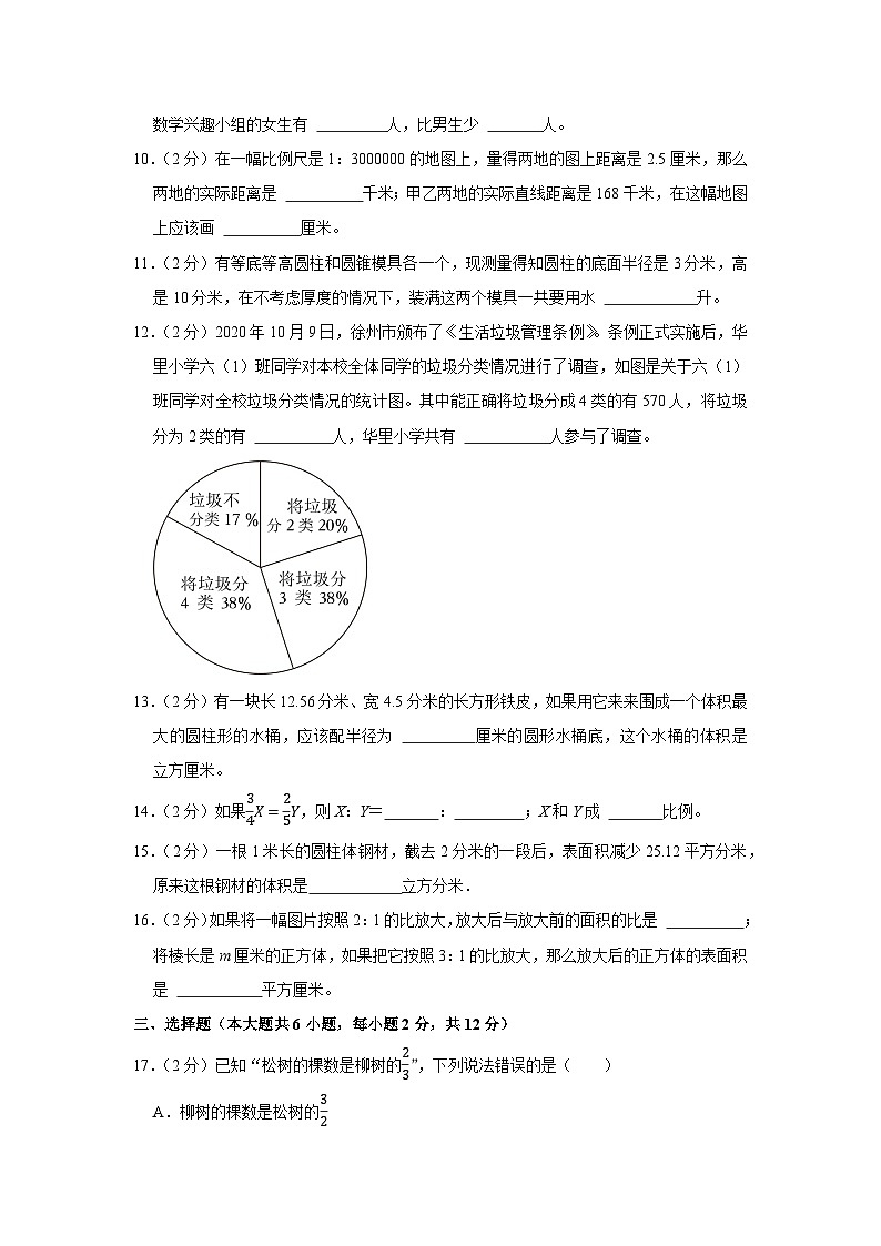 江苏省徐州市经开区2022-2023学年六年级下学期期中数学试卷第2页