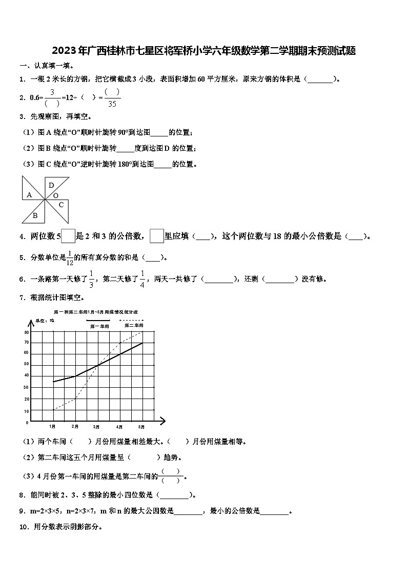 2023年广西桂林市七星区将军桥小学六年级数学第二学期期末预测试题含解析第1页
