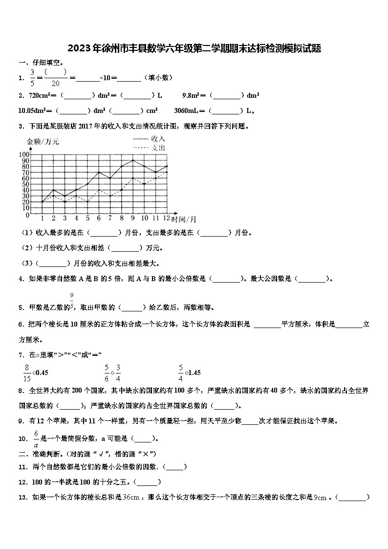 2023年徐州市丰县数学六年级第二学期期末达标检测模拟试题含解析01