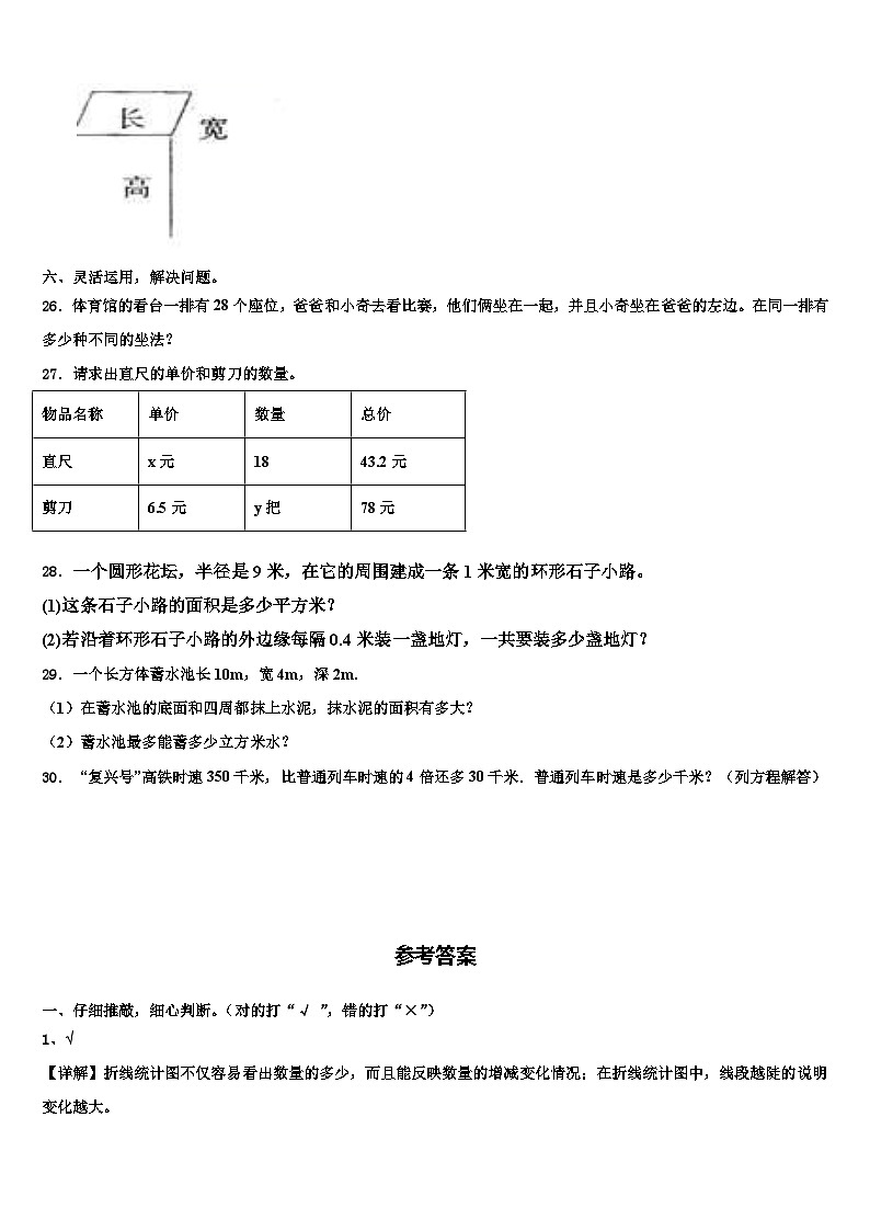 2023年曹县六年级数学第二学期期末复习检测试题含解析03