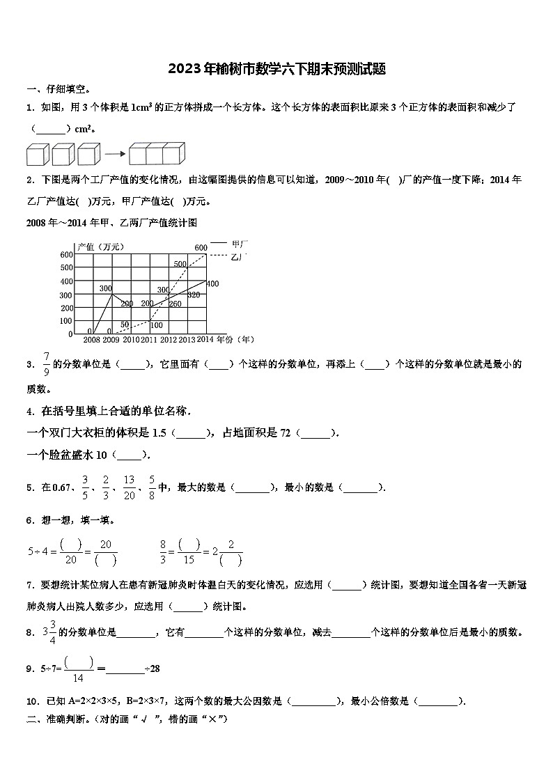 2023年榆树市数学六下期末预测试题含解析第1页