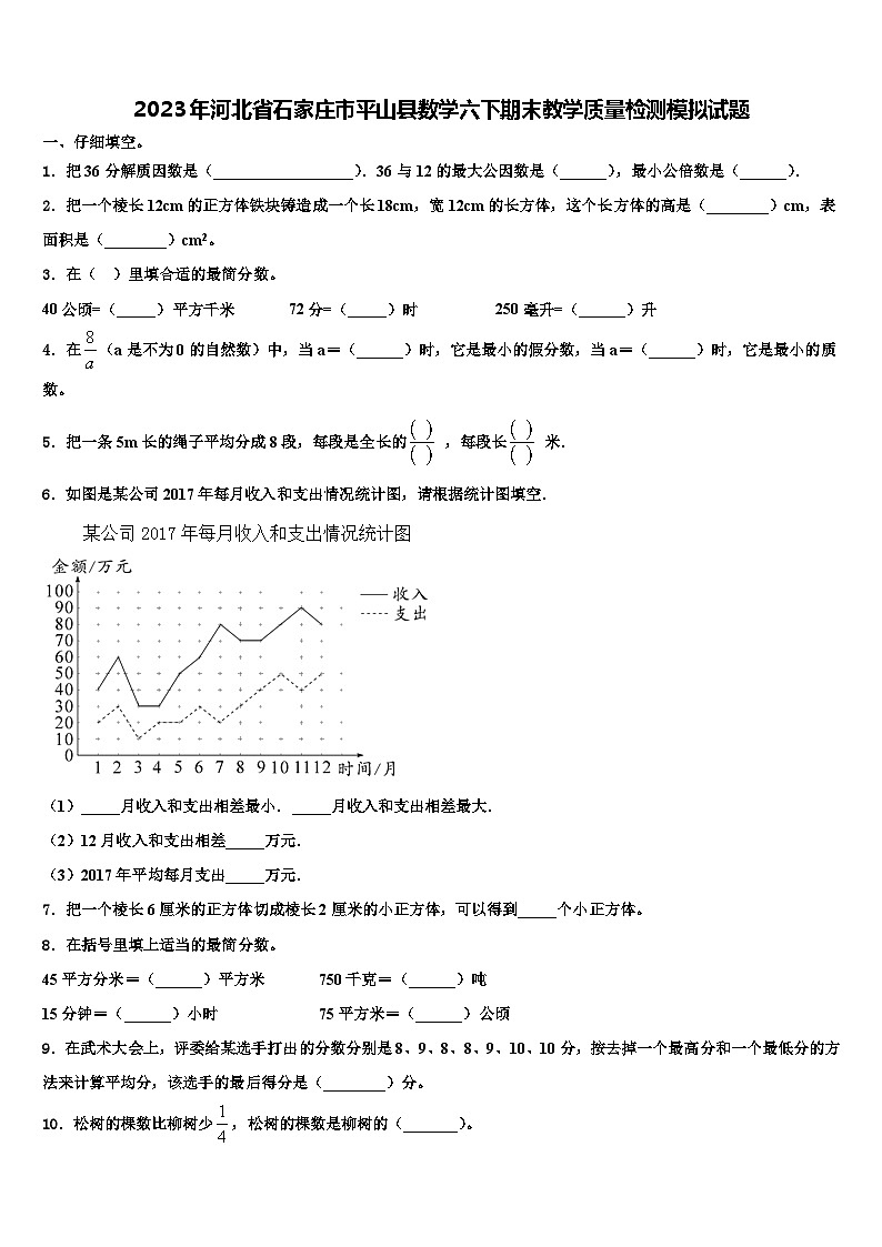 2023年河北省石家庄市平山县数学六下期末教学质量检测模拟试题含解析第1页